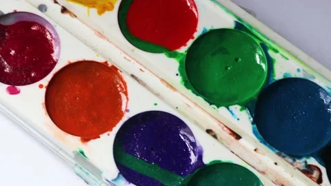 Palette with multi-colored paints Видео 200205631