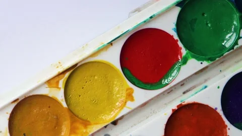 Palette with multi-colored paints Видео 200205666