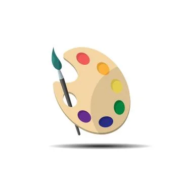 Palette with paint brush Stock Illustration