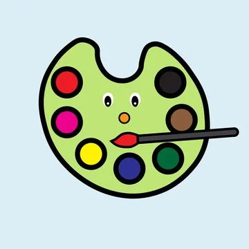 Palette with paint brush Stock Illustration