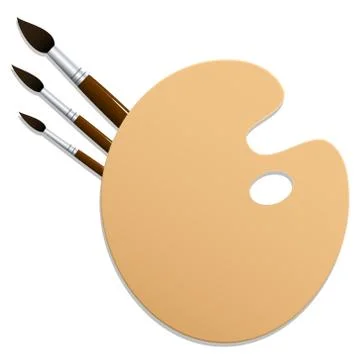 Palette with paint brushes. White background. Vector Image. Stock Illustration