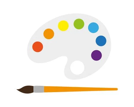 Palette paint paintbrush creative develop flat set Stock Illustration