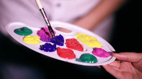 Palette of paints Vídeos de archivo 43260184