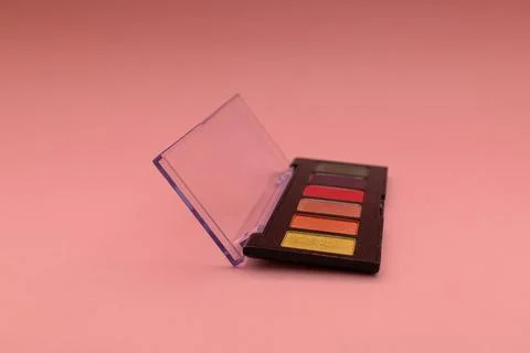Palette of shadows on a pink background, pedmetry shot Stock Photos