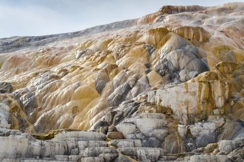 Palette Springs. Devils thumb at the Mammoth Hot Springs. Yellowstone Natio.. Stock Photos