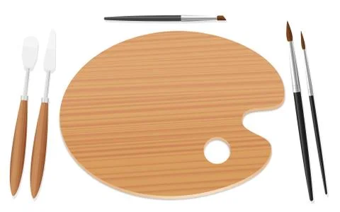 Palette Table Setting Paintbrushes Spatulas Stock Illustration