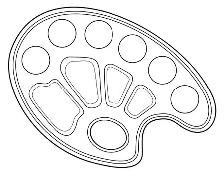 Palette is a vector linear picture for coloring. Outline. Illustrazione stock