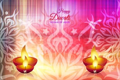 PaleYellow4lampsDiwaliDesignBackground Stock Illustration