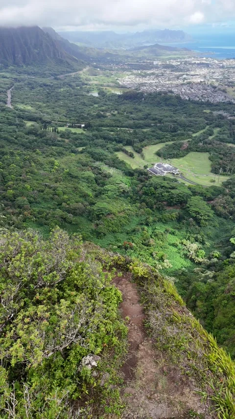 Pali Notches Koolau Range Oahu Video stock 325431146