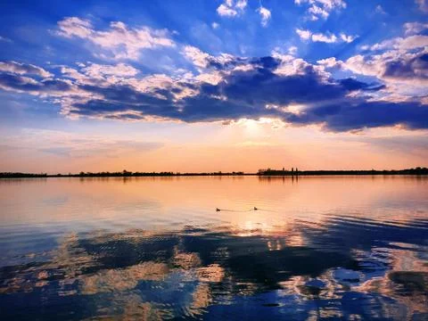 Palic Lake Sunset Stock Photos
