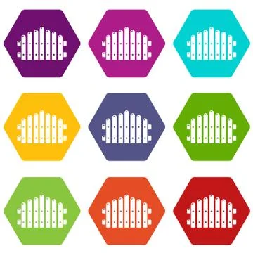 Palisade icons set 9 vector Stock Illustration
