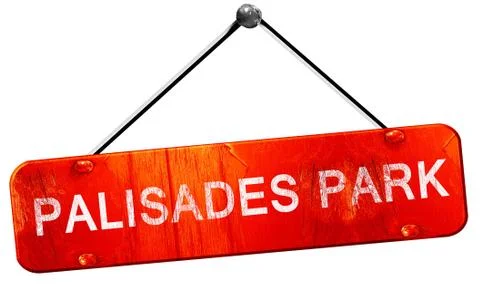 Palisades park, 3D rendering, a red hanging sign Ilustração Stock