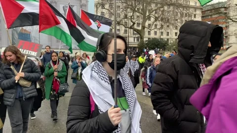 Palistine Protests -  London Stock Footage 264968663