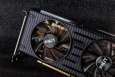 Palit Nvidia Geforce RTX 3060 Ti Dual OC 8GB GDDR6 gaming graphics card. Stock Photos