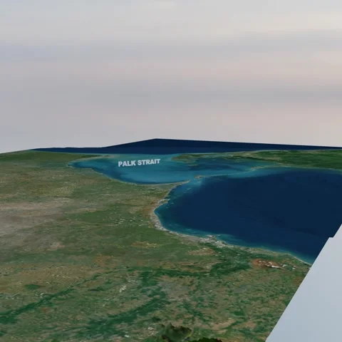 Palk Strait 3D Topography and Geopolitical Maritime Map 4K Square 스톡 동영상 336361690