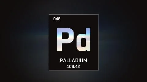 Palladium as Element 46 of the Periodic Table 3D illustration on grey background イラスト素材