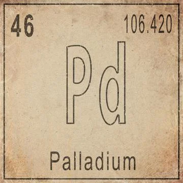 Palladium Element Card from Periodic Table on Vintage Old Paper Stock Illustration