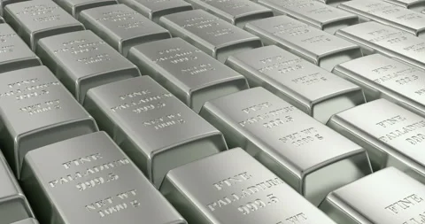 Palladium ingots background, loop animation. 3D rendering Stock Footage 106585152