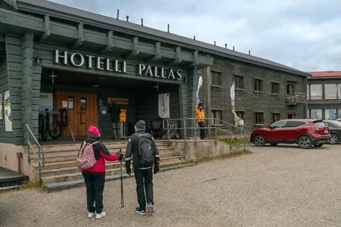 Pallas, Finland - 09.21.2021: Entrance to the Pallas Hotel, Hotelli Pallas, in Stock Photos