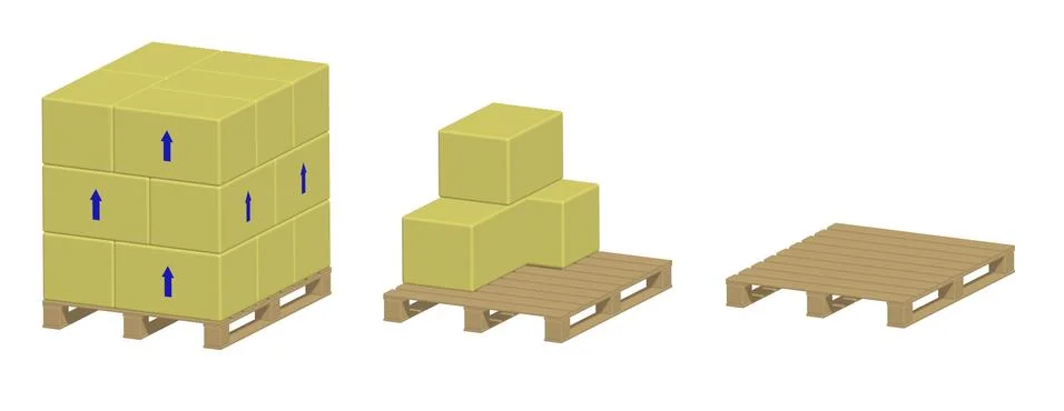 Pallet with and without boxes Stock Illustration