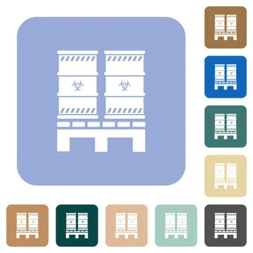 Pallet with biohazard waste rounded square flat icons Stock Illustration