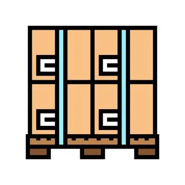 Pallet box cardboard packaging color icon vector illustration Stock Illustration