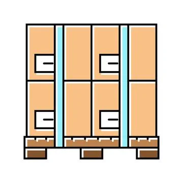 Pallet box cardboard packaging color icon vector illustration Stock Illustration