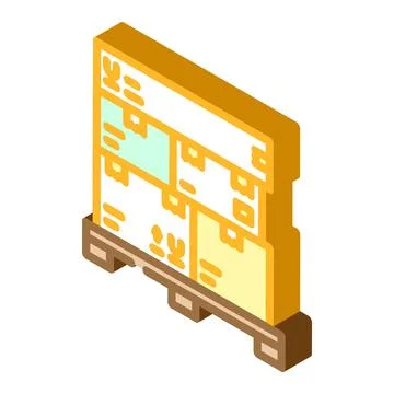 Pallet box cardboard packaging isometric icon vector illustration Stock Illustration