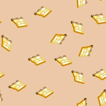 Pallet box cardboard packaging isometric icon seamless pattern Stock Illustration