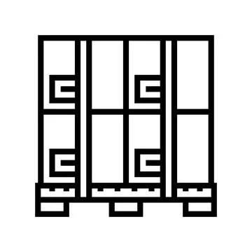 Pallet box cardboard packaging line icon vector illustration Stock Illustration
