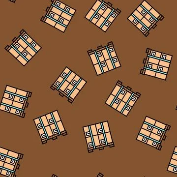 Pallet box cardboard packaging vector seamless pattern Stock Illustration