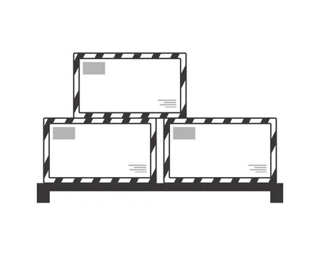 Pallet with boxes. The concept of delivery of cargo and parcels. Linear mod.. Illustrazione stock