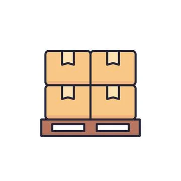 Pallet, boxes icon with outline Stock Illustration