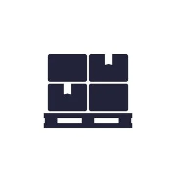 Pallet with boxes icon on white 스톡 일러스트