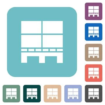 Pallet with boxes rounded square flat icons Stock Illustration