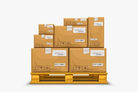 Pallet with boxes on white Stock Illustration
