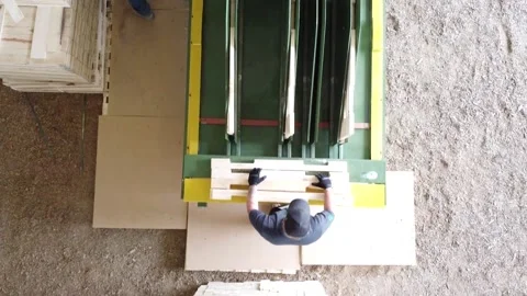 Pallet Building Machine From Above Stock Footage 201625099