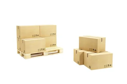 Pallet with cardboard boxes Stock Illustration