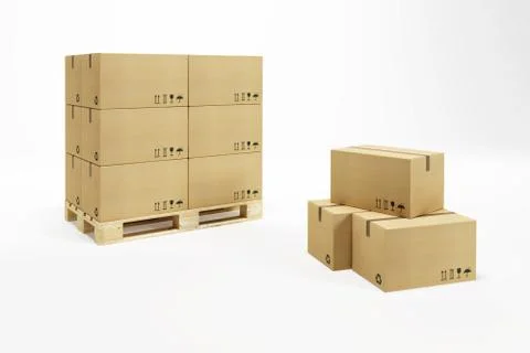 Pallet with cardboard boxes Stock Illustration