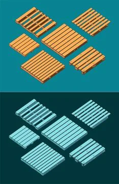 Pallet isometric illustrations set Stock Illustration