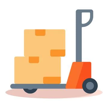 Pallet jack carrying cardboard boxes, illustrating warehouse logistics, delivery Stock Illustration