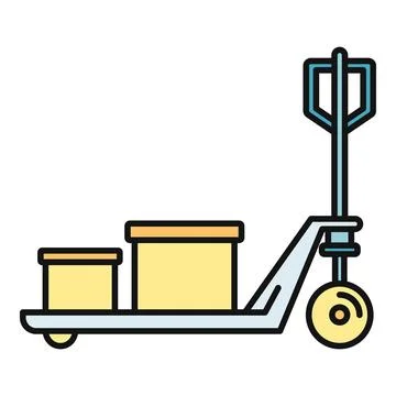 Pallet jack moving cardboard boxes logistics concept 스톡 일러스트