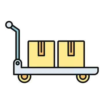 Pallet jack moving cardboard boxes logistics icon 스톡 일러스트