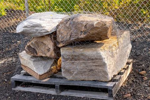 Pallet with large stones Stock Photos