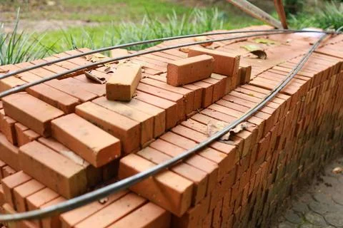 Pallet a red brick building material stack of new red bricks for construct... Stock Photos