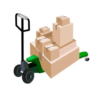 A Pallet Truck Loading Stack of Shipping Boxes Stock Illustration