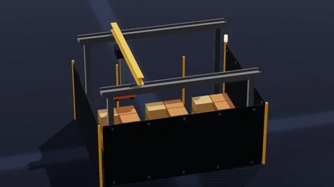 Palletiser factory 3d loop 3D animation seamless loop Stockbeeldmateriaal 341781064