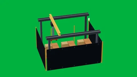 Palletiser factory 3d loop green screen 스톡 동영상 342913463