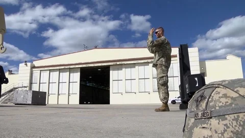 Palletized Load System directed in reverse by soldier Stock Footage 111849180