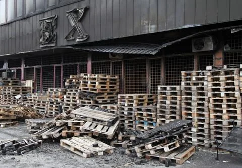 Pallets After Fire Stock Photos